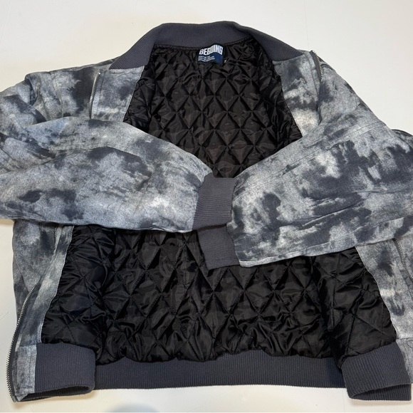 Men’s BEGOING bomber jacket with a gray and black watercolor pattern size M - Picture 2 of 14